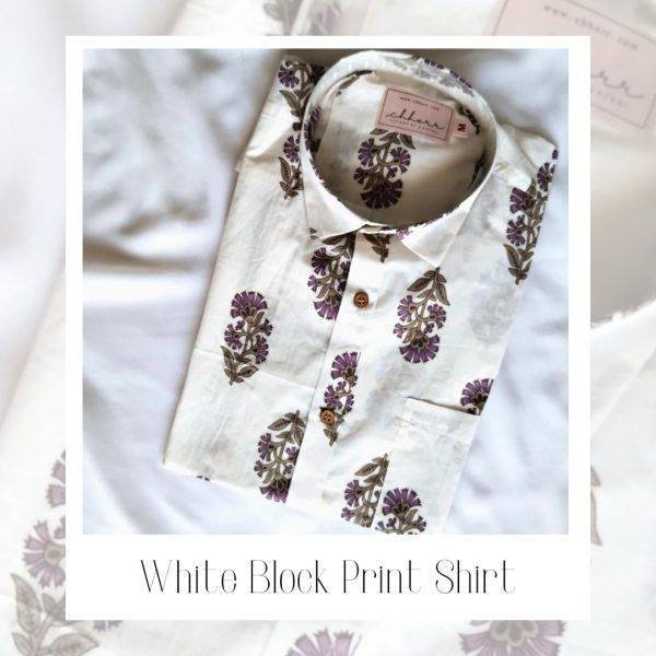 White Block Printed Shirt