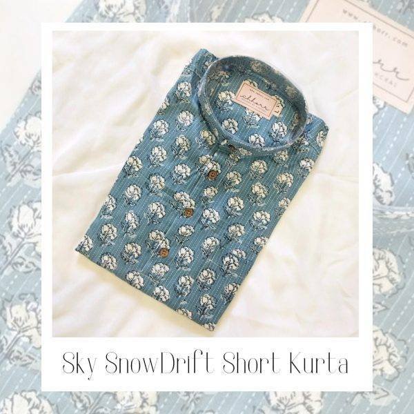 Sky SnowDrift Printed Short Kurta