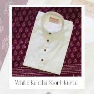 White Kantha Short Kurta