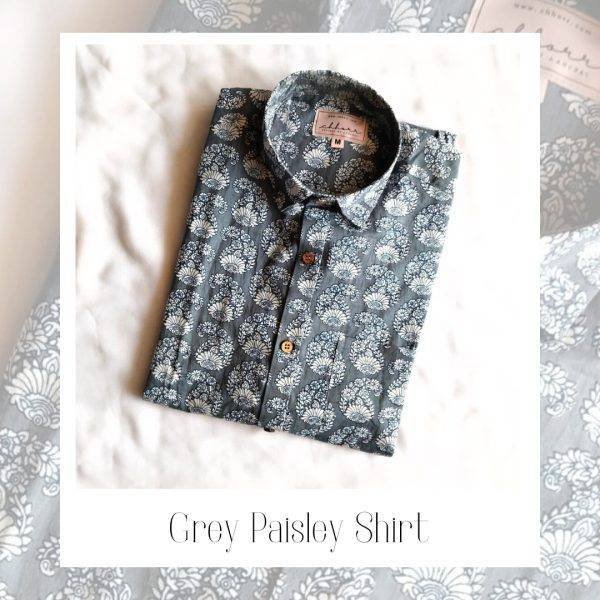 Grey Paisley Printed Shirt