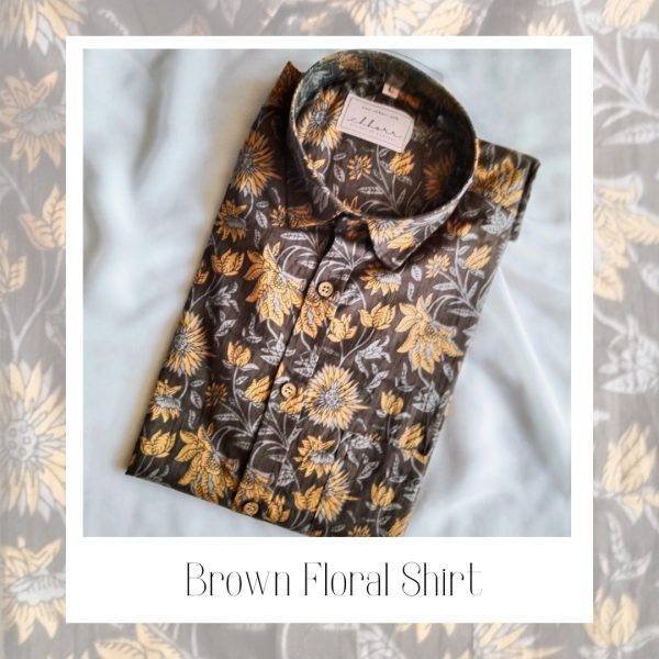 Brown Floral Printed Shirt