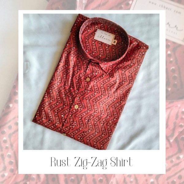 Rust Zig-Zag Printed Shirt