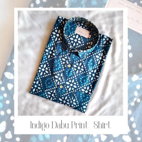 Indigo Dabu Printed Shirt