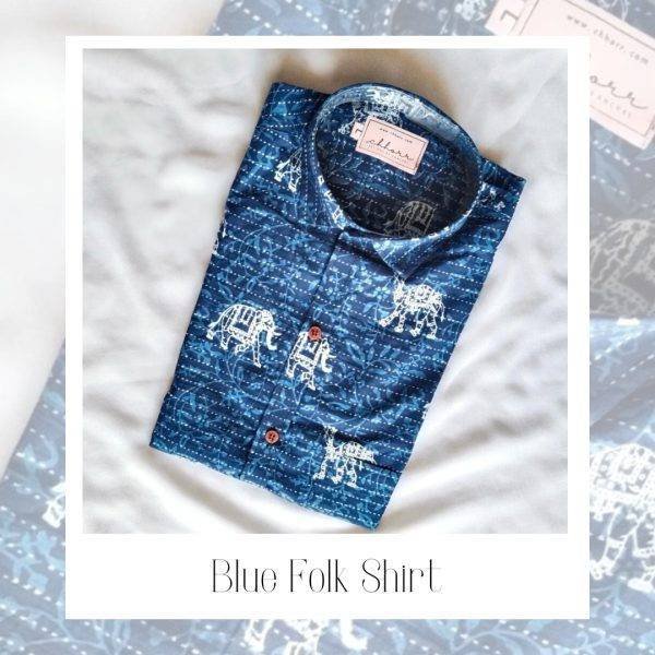 Blue Folk Printed Shirt