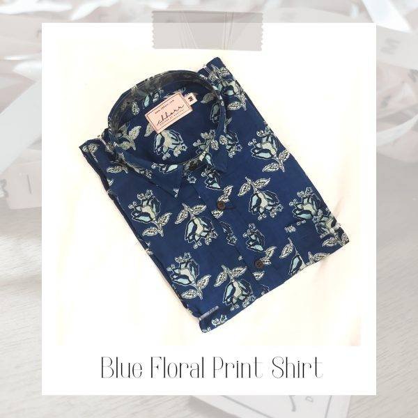 Blue Floral Printed Shirt