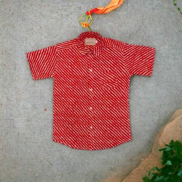 Red Leheriya Print Shirt for Kids